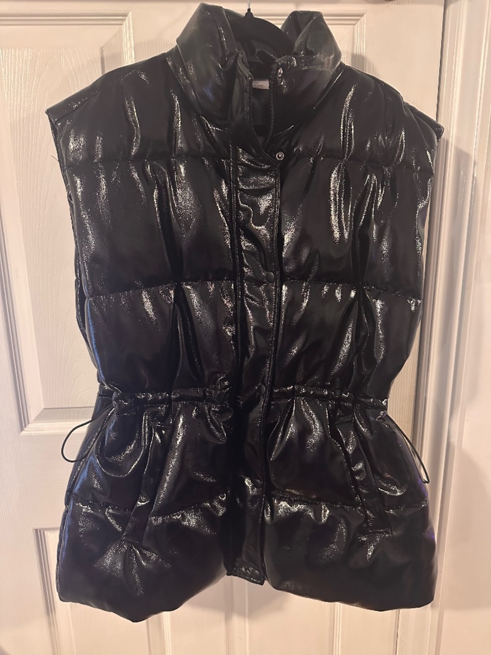 Patent Finish Faux Leather Vest with Adjustable waist